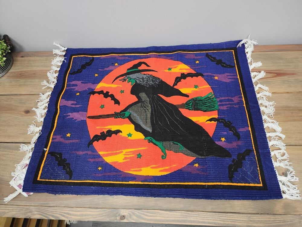 Vintage Cottage Halloween Wicked Witch Fringed Mat 31"x22”